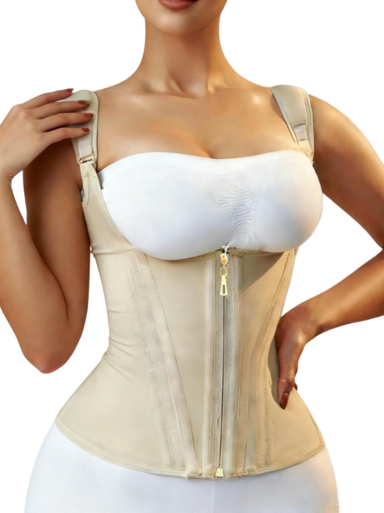 [Size Down One Size Recommended] Women's Everyday Solid Color Adjustable Hoo& Eye Closure Zipper Shapewear Top, Basic, Fajas, Tummy Control Shaper Corset, Ladies Shapewear for All Seasons, Suitable For Various Occasions, Underwear
