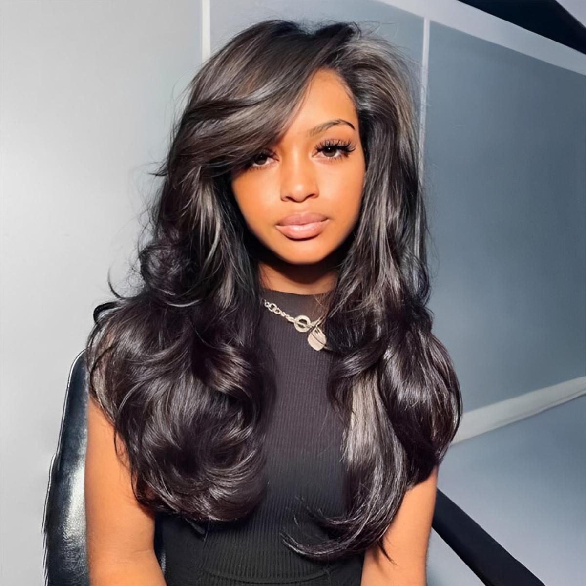 Mscoco Curtain Bangs Body Wave Human Hair Wig 6×5 Ready To Go Glueless Hd Lace Wig Face-Framing With Layers