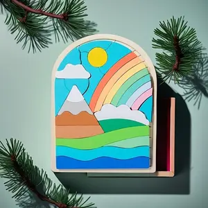 Three types of embedded, colorful puzzle, geometric wood piece puzzle, different sizes, test brain power, memory competition, educational toys