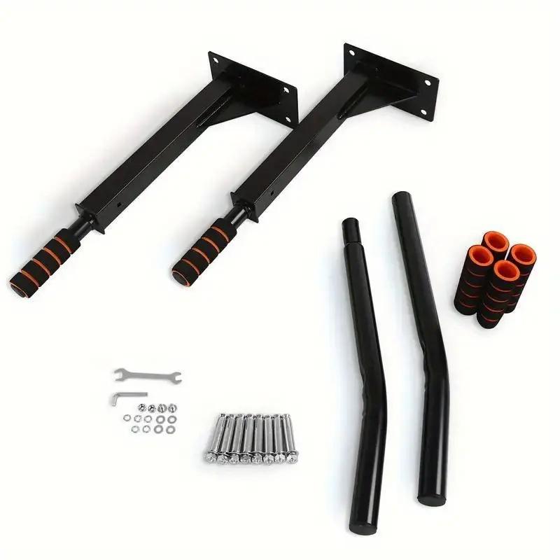 Premium Wall Mount Pull Up Bar | 1400LB Max Weight, Integrated Home Gym Kit with Hanging Straps, Suitable for Weight Training, Dips, Chin-Ups, Push-Ups & Core Fitness – Black Commercial Strength Gear