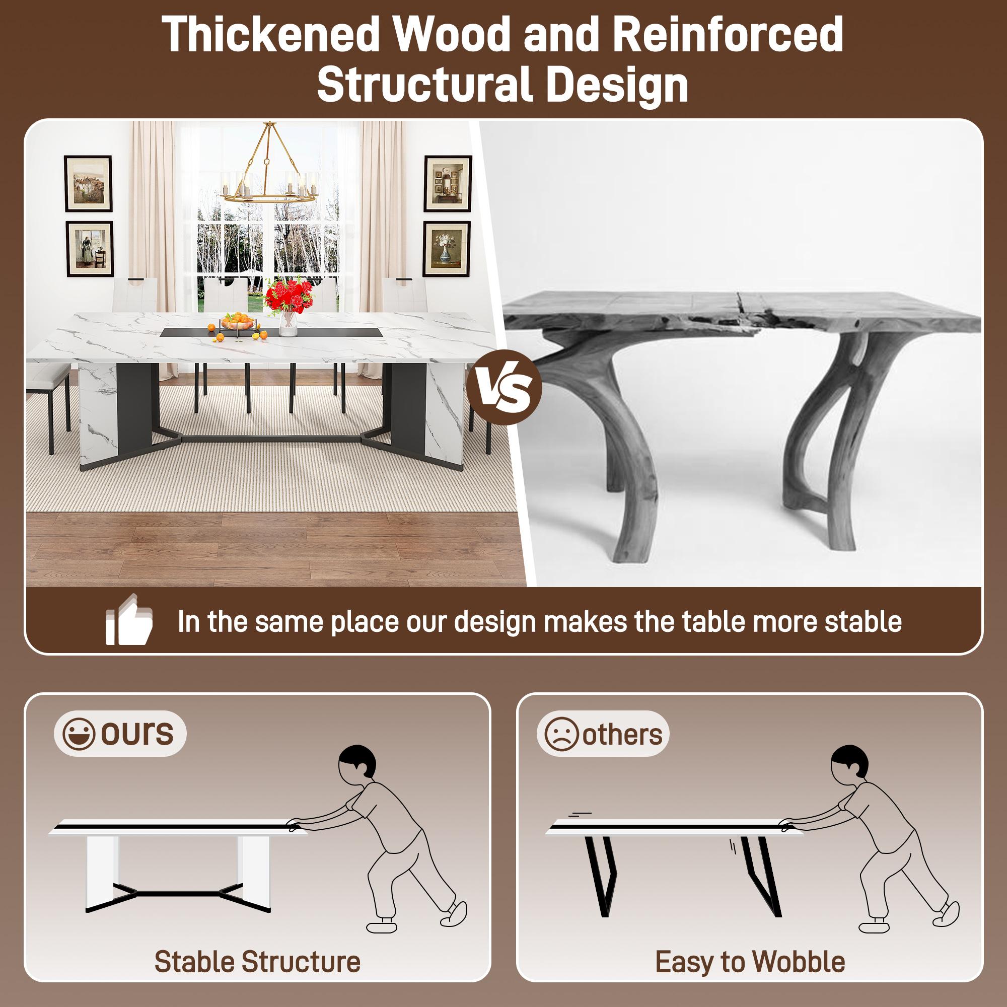 94 Inch Dining Table for 10 People,Modern Large Rectangular Kitchen Table W/Waterproof Wood Tabletop,Long Dining Room Tables W/Adjustable Legs&Metal Frame for Kitchen Living Room,Brown/White 94 Inch Dining Table for 10 People,Modern Large Rectangular Kitchen Table W/Waterproof Wood Tabletop,Long Dining Room Tables W/Adjustable Legs&Metal Frame for Kitchen Living Room,Brown/White