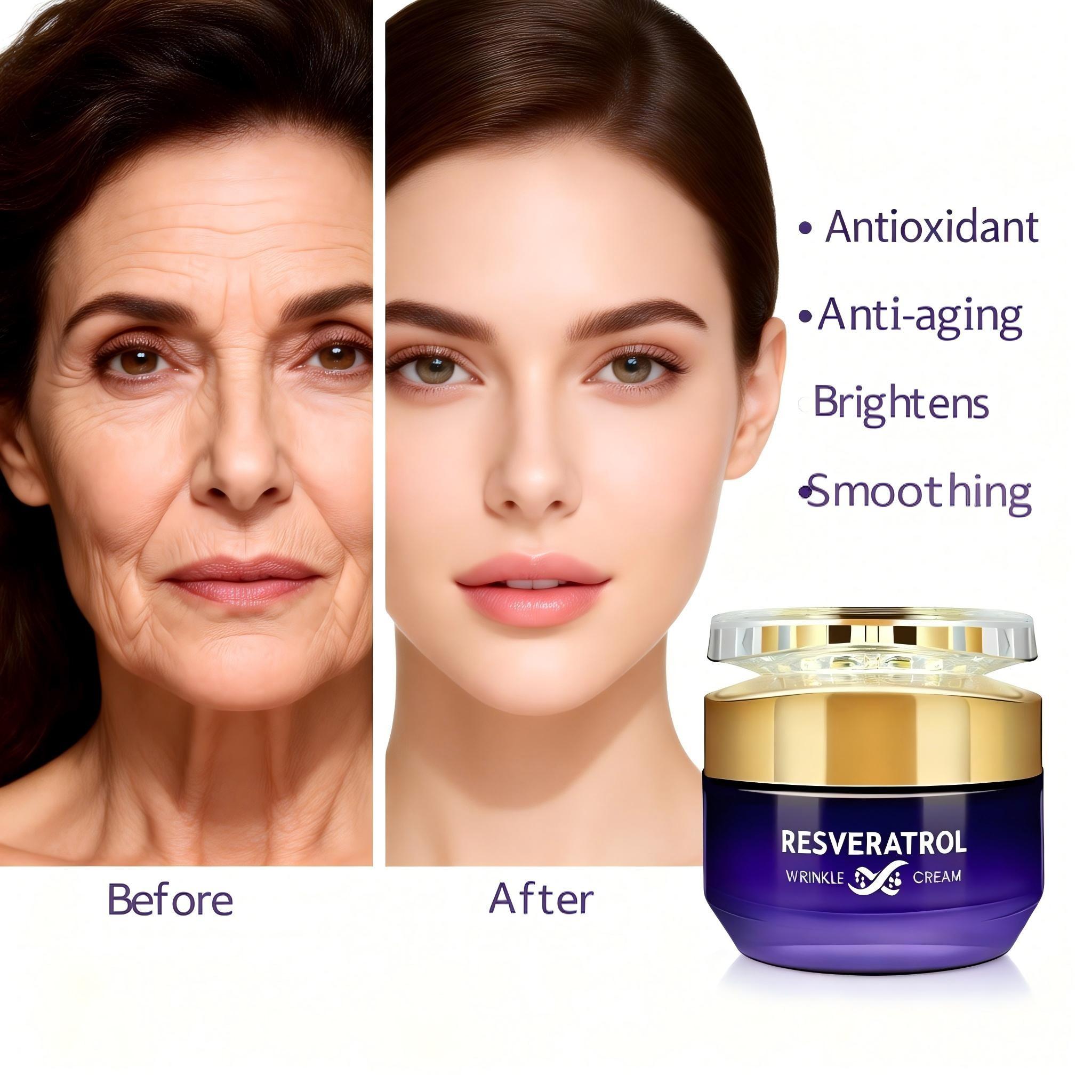 Resveratrol Anti-Wrinkle Face Cream, Hyaluronic Acid & Aloe Vera, Moisturizing Balm, Tightens Skin, Brightens Complexion, All Skin Types