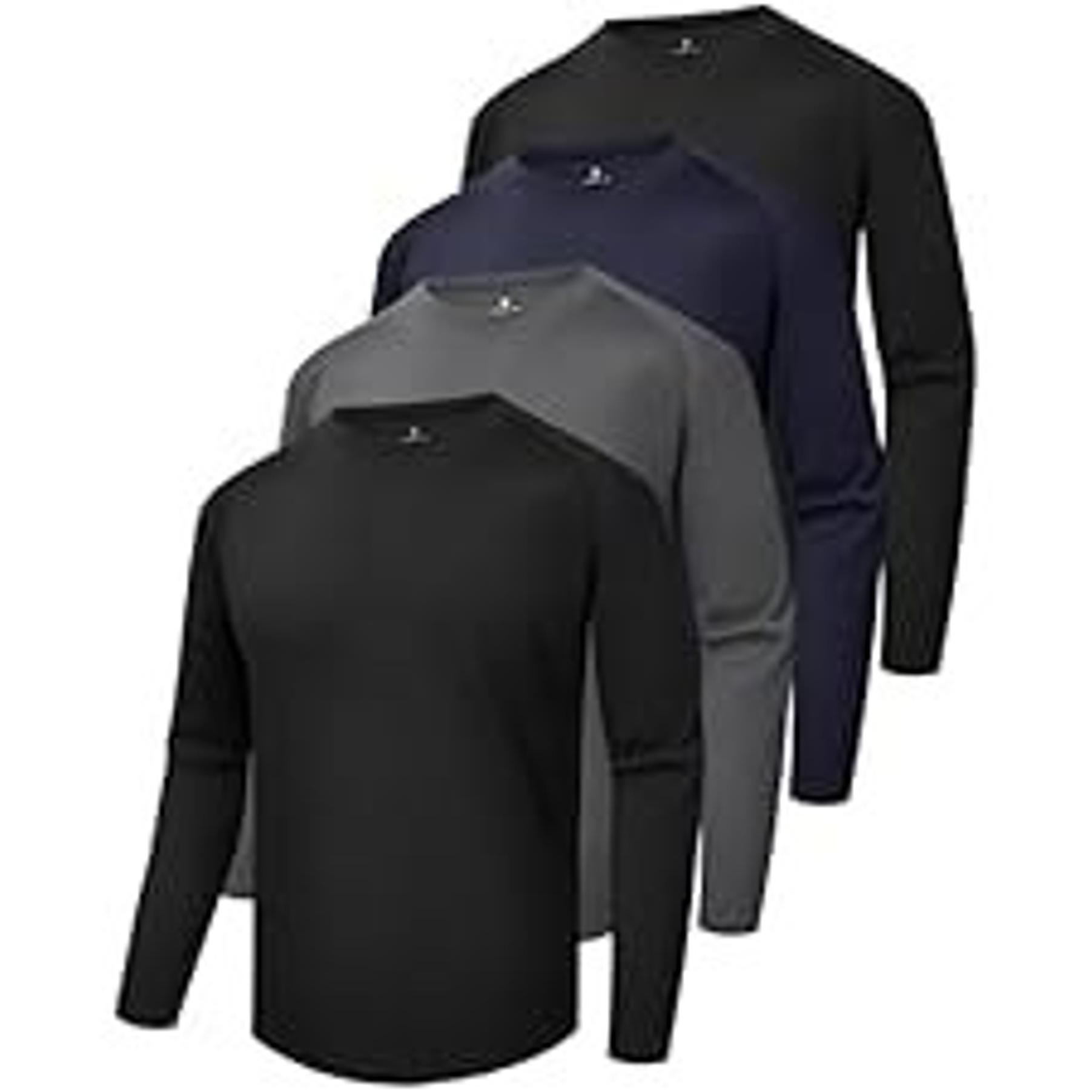 BOOJO Workout Mens Shirts - Casual Black Quick Dry Moisture Wicking T-Shirts Crew Neck Short Sleeve for Gym Athletic Running
