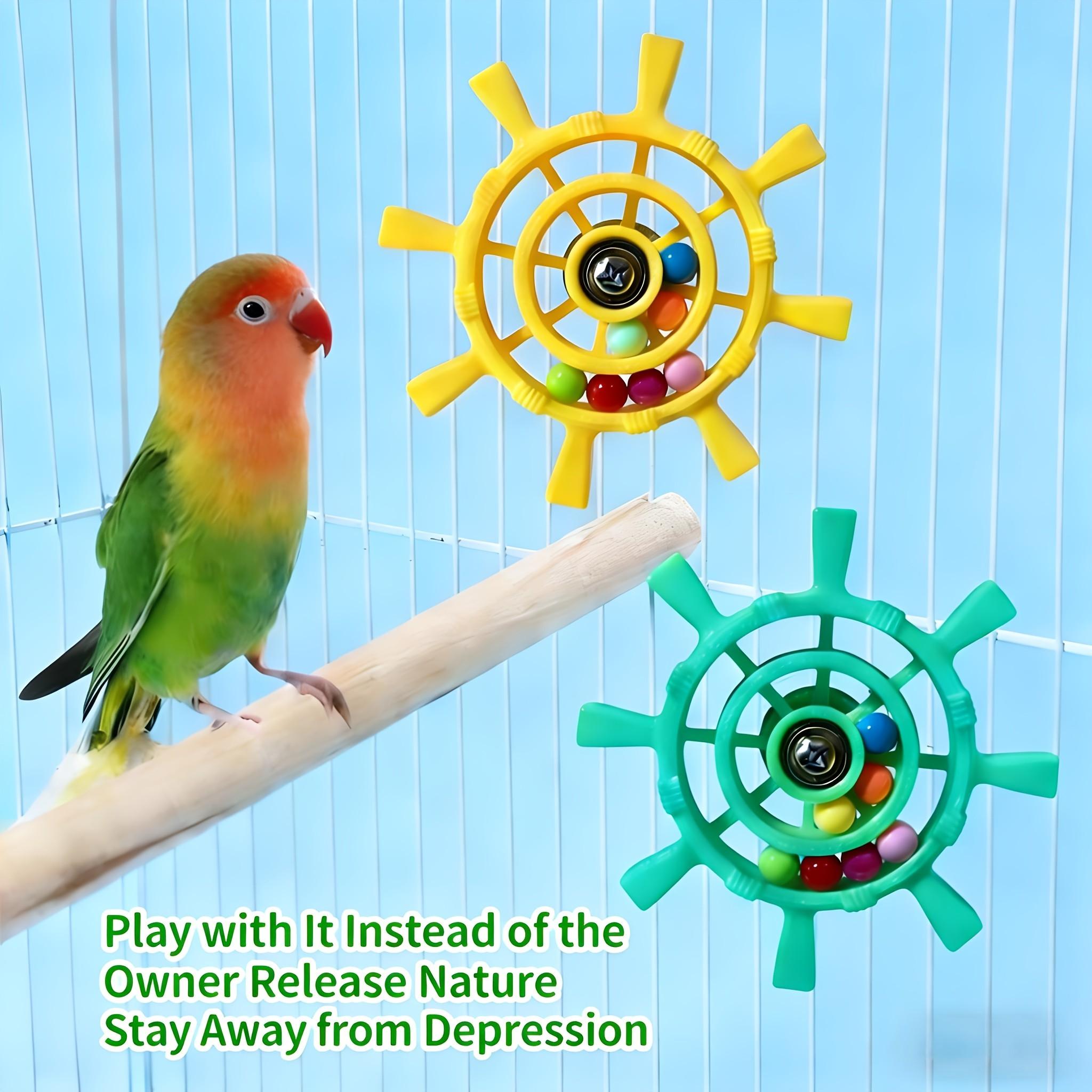 Parrot Steering Wheel Colorful Beads Turntable Toy, Entertainment Stress Relief, Bird Cage Decoration, Interactive Parrot Toy