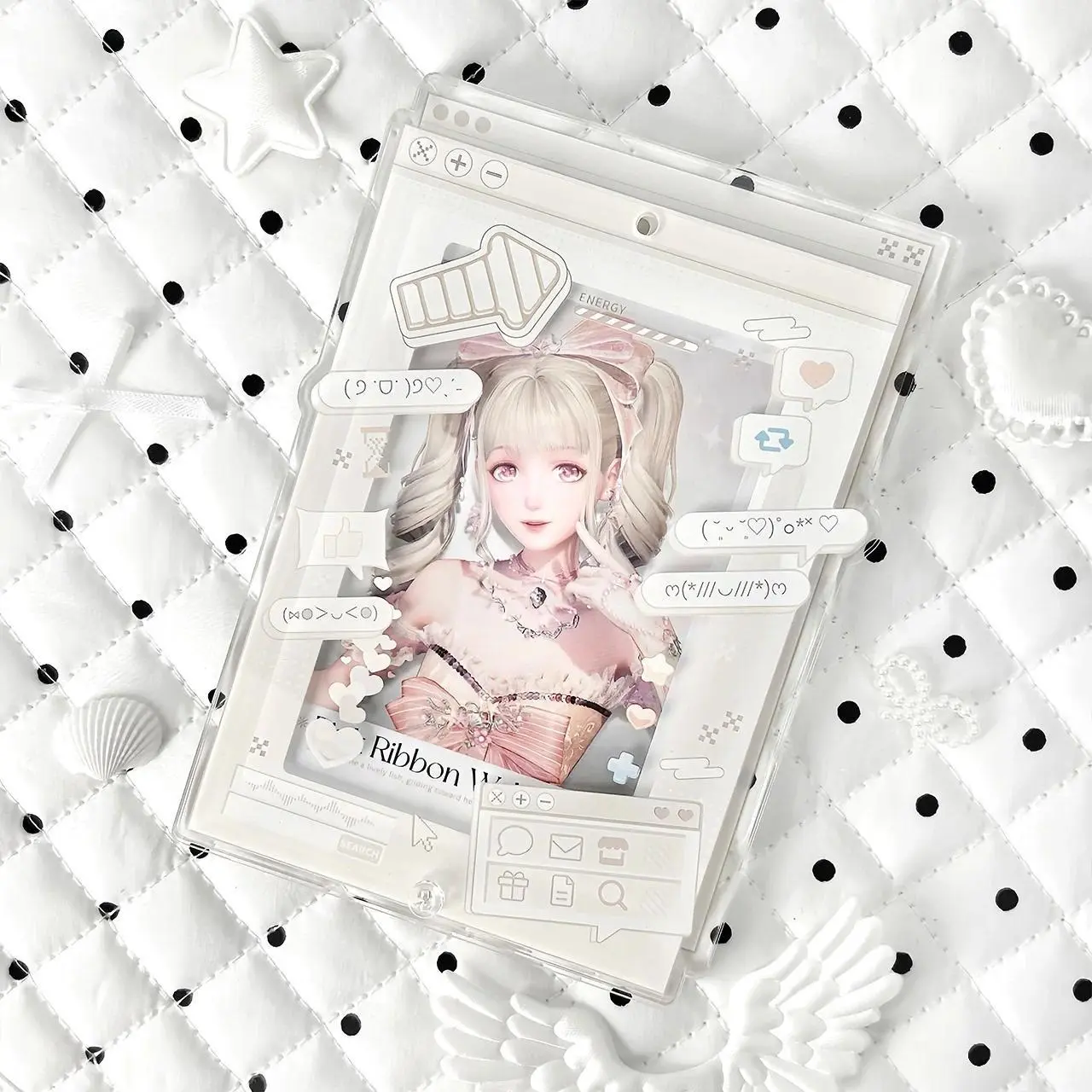 Electronic Homepage Style Acrylic Photo Display Stand for 3/3.5 Inch Cards, Mini Browser Frame Holder for Kpop Anime Desk Decor