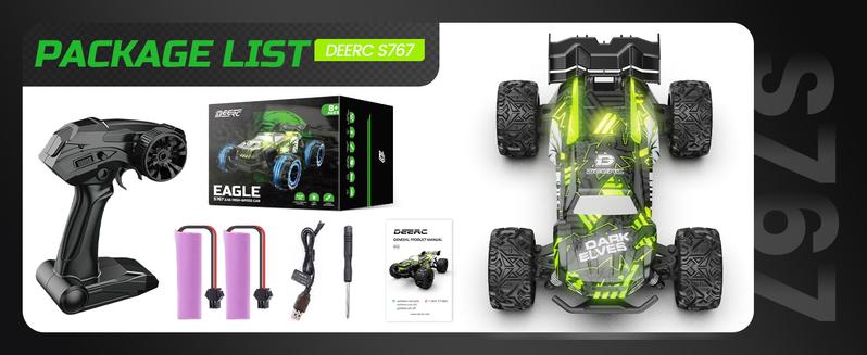 DEERC Remote Control Car, Glowing Eagle RC Cars, W/ 2 Rechargeable Batteries for 40 Min Play, 2.4Ghz All Terrain Off-Road RC Monster Truck Toys Electronics Durable DEERC Remote Control Car, Glowing Eagle RC Cars, W/ 2 Rechargeable Batteries for 40 Min Play, 2.4Ghz All Terrain Off-Road RC Monster Truck Toys Electronics Durable