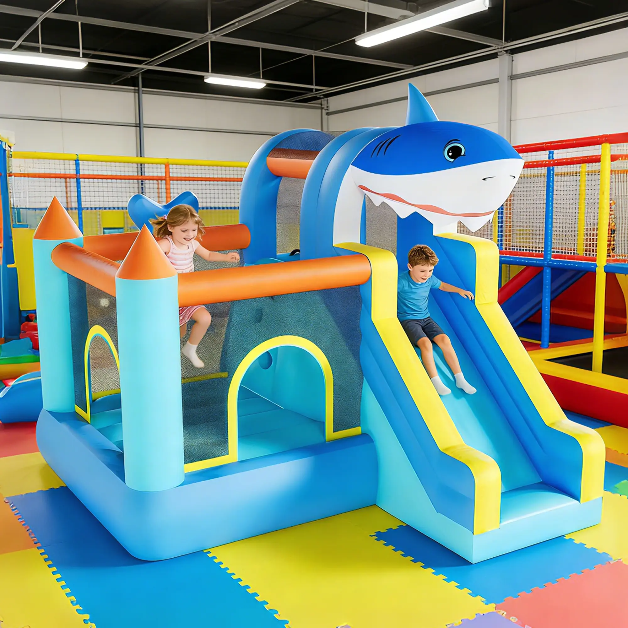 Durable Inflatable Bounce House Jumping Castle - Bouncy Castle with Slide & Air Blower - Indoor/Outdoor Jumping House for Backyard Family Fun - Ages 3-12