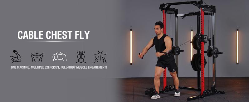 MIKOLO Power Cage, 2000LB Squat Rack, Dual Pulley Cable Crossover System, Multi-function Free Weight Home Gym Workout Machine with AttachmentsMIKOLO MIKOLO Power Cage, 2000LB Squat Rack, Dual Pulley Cable Crossover System, Multi-function Free Weight Home Gym Workout Machine with AttachmentsMIKOLO