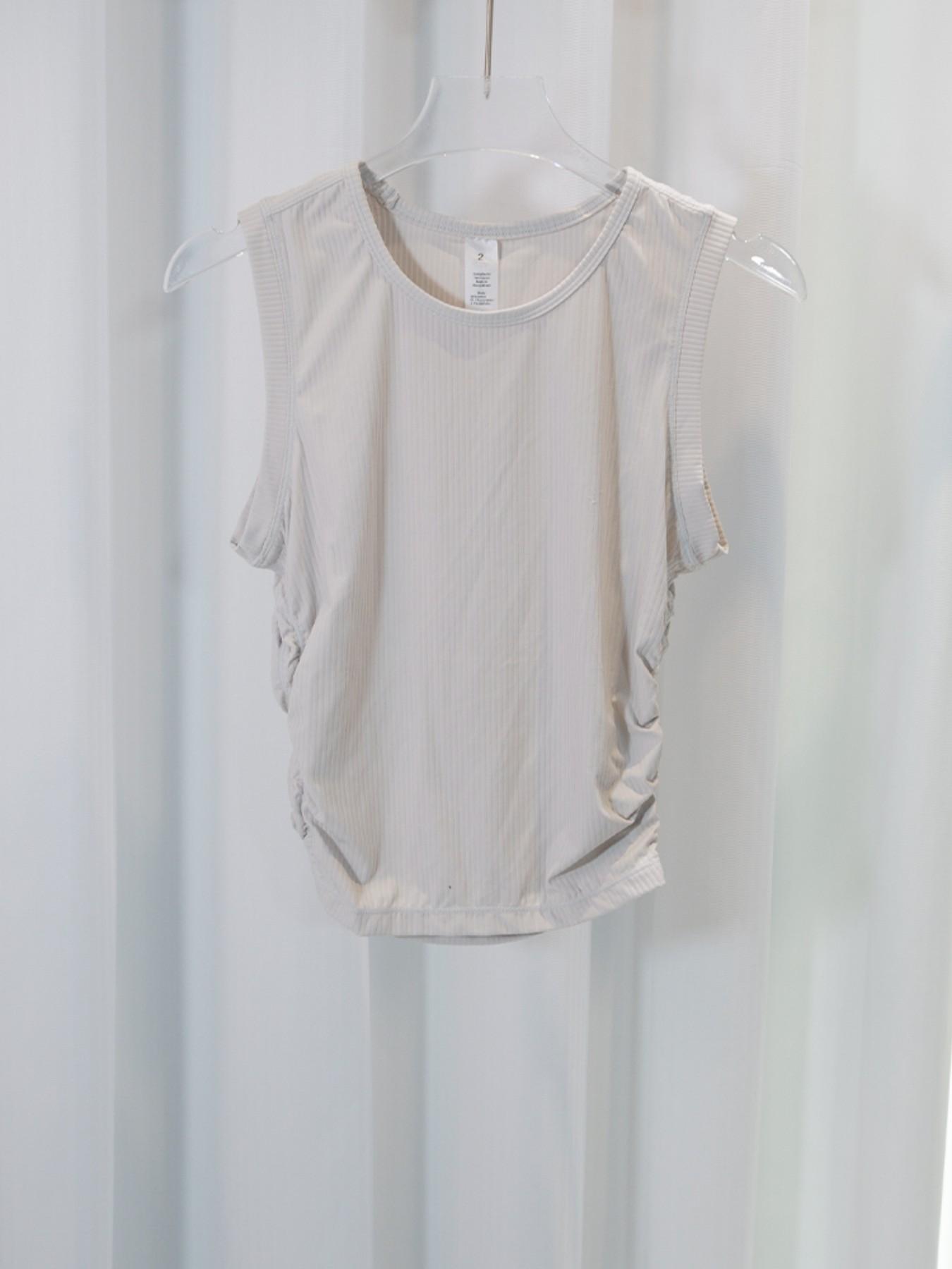 Nyxalulu Summer Yoga Top, Ribbed Sleeveless Tank, High Waist Slim Fit, Quick-Dry Sportswear, Casual Workout Tee, Pilates Apparel