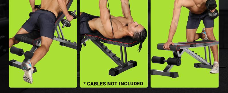 Yoleo Adjustable Weight Bench, Foldable Workout Bench for Home Gym Full Body Workout Strength Training, Incline Decline Flat Utility Bench with Quick Adjustment