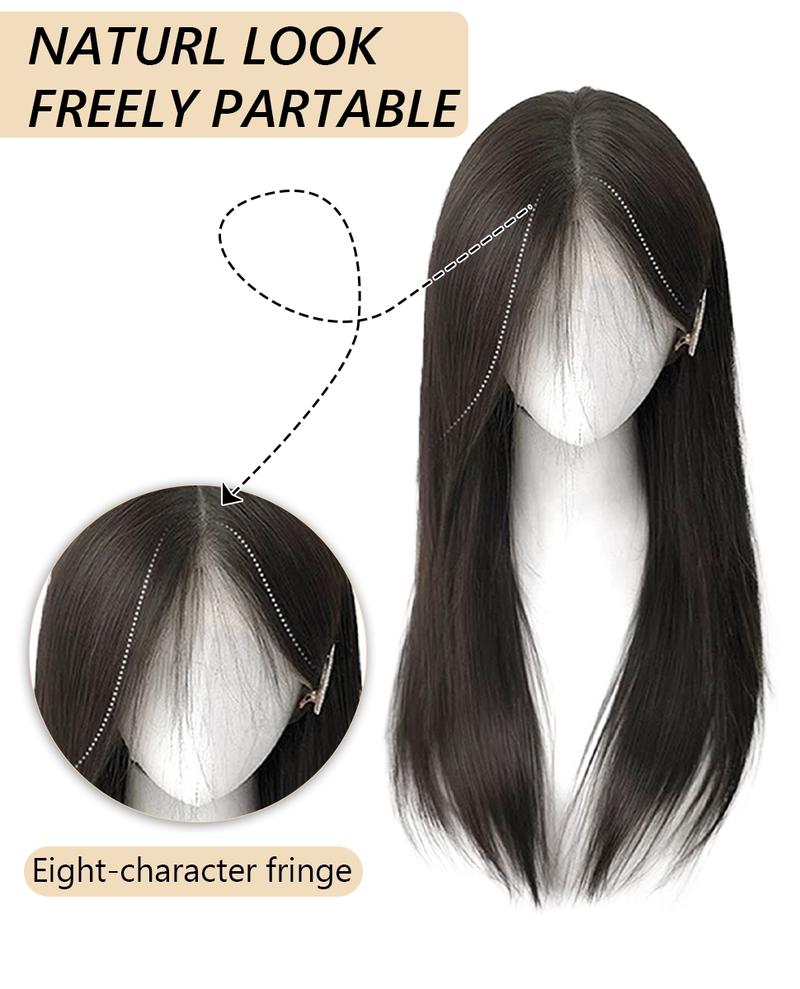 ONLYCUTE Hair Topper 22 inch Slightly Layered Synthetic Extensions No Wig Cap Required Large Piece Natural Invisible Add Volume Length for Women