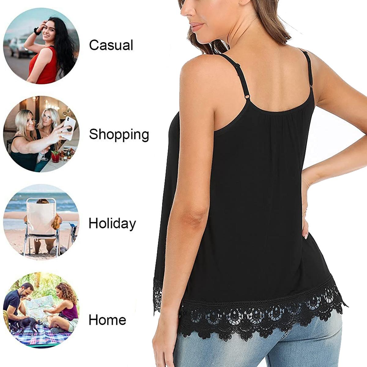 Women's Cute Summer Tank Top with Built in Bra Loose fit Casual Flowy Swing Pleated Cami Vest Adjustable Strap Sleeveless Soft Womenswear, Regular Size Camisole, Plus Size Clothing