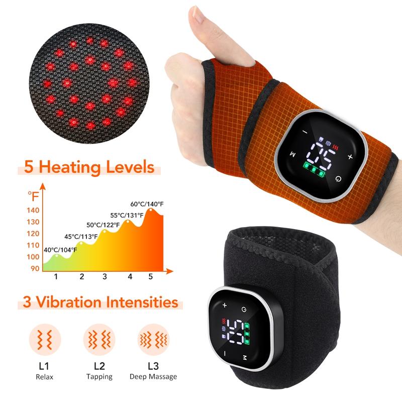 Light Wristband Heating Massage Device, 5 Heat Settings & 3 Vibration Modes, Hand Wrist Massager Home Use