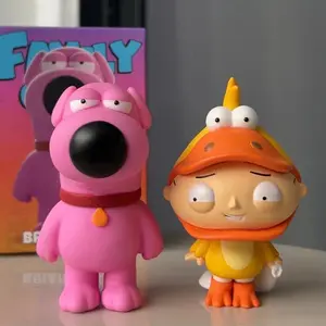 Family Guy Anime Merchandise Brian & Stewie Dolls - New Year & Halloween Scene Handmade Desktop Ornament, Perfect Gift For Fans