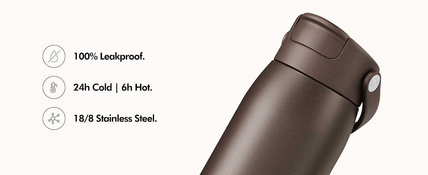 KIVY Insulated Stainless Steel Sport Bottle 24oz with Straw - 24h Cold, 12h Hot, Leakproof, Dishwasher Safe - Travel Camping Thermo Flask