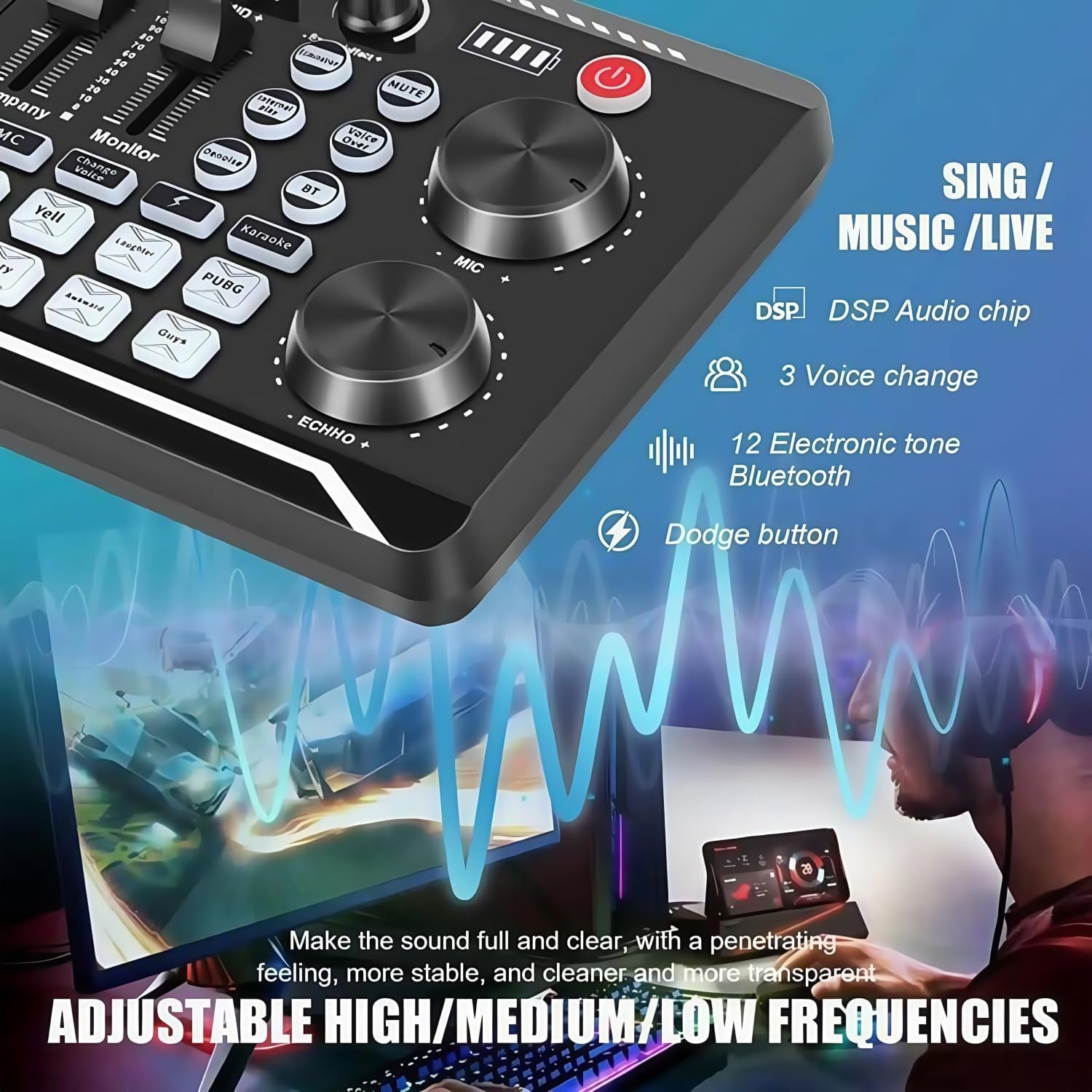 F998 Podcast Equipment Bundle, Live Sound Card With BM800 Microphone Condenser For Smartphones Bluetooth Connection,For YouTube TikTok Twitch Gaming DJ Audio Recording, Broadcasting, Live Streaming