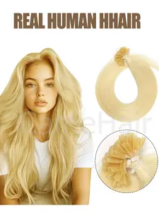 50Pcs 30G a Pack U Tip Hair Extensions for woman Human Hair Ktip Hair Extensions Utip K Tip I tip Light Weight Silky Smooth No Damage for Women to Party dark brown jet black natural balck and blonde add length and Volume for Halloween Christmas Party