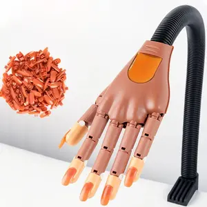 Practice nail art hand model with flexible fingers, comes with nail art stickers, suitable for nail art training, and features a durable design