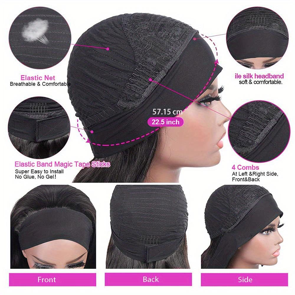 Bling Hair Headband Wig Body Wave Human Hair Wigs Glueless Brazilian Remy Human Hair 150% Density Full Machine Made Easy to Wear TikTokShopBlackFriday