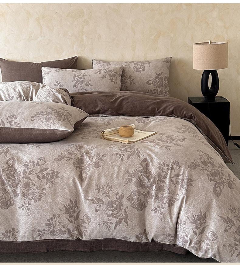 4pcs Vintage Linen Bedding Set, Dual Layer Mesh Bed Sheet and Duvet Cover, All-Season Universal Bedding, Comfy Bedding Sets, Comfortable and Stylish