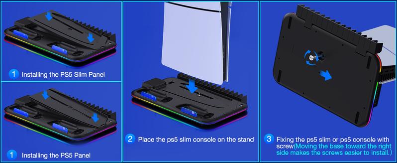 PS5 Slim Stand and Turbo Cooling Station with Controller Charging Station for Playsation 5, PS5 Accessories Kits Incl. 3 Levels Cooling Fan, LED LIGHT , 15 Game Slot, Headset Holder for PS5 Digital/Disc