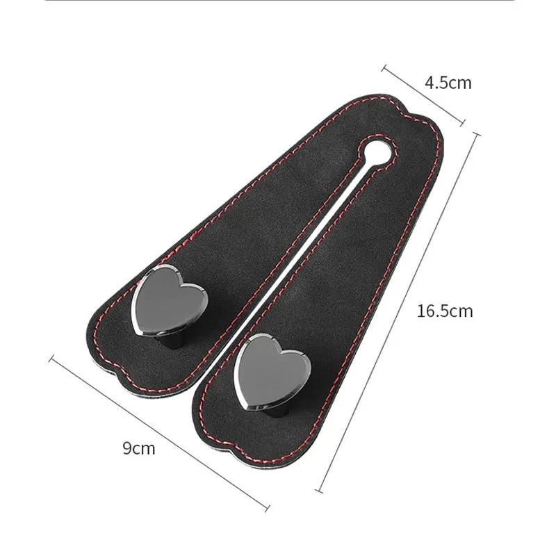 Heart Shape Metal Car Seat Headrest Hooks 2 in 1 Leather Car Seat Back Hook Purse and Bag Backpack Double Hook Car Seat Hanger Backseat Hanging Organizer Car Storage Organizer