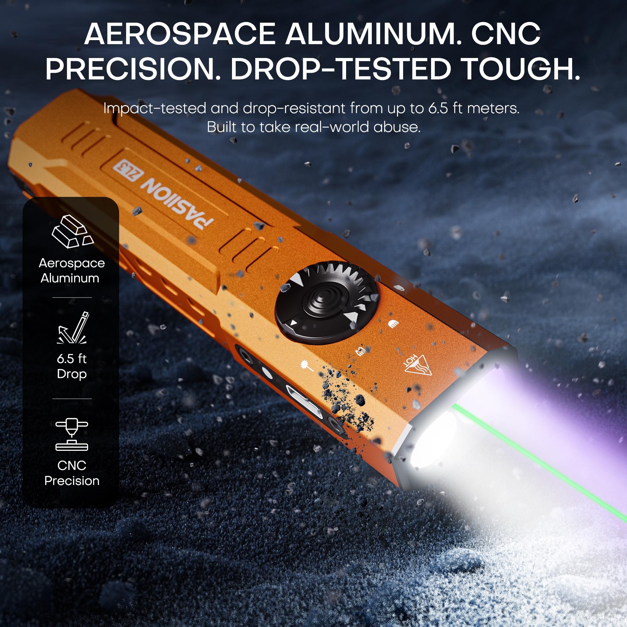 1500 Lumens Rechargeable Edc Flat Panel with Green Laser, UV and LED Combo, Magnet Led Flashlight, Portable Pocket Light, Outdoor Emergency Torch