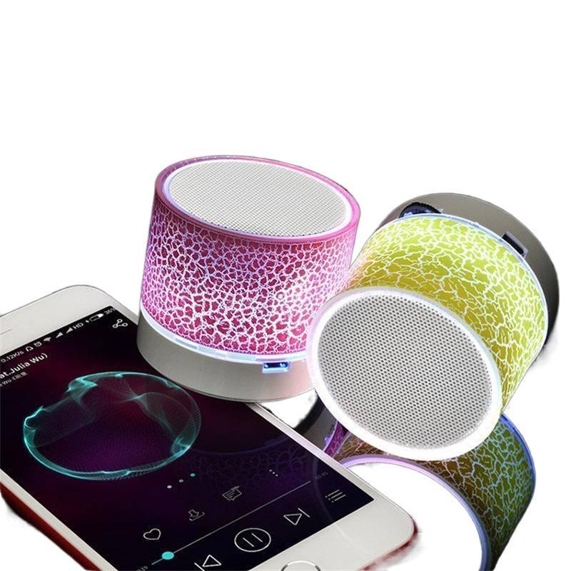 Mini crackle sound USB plug-in wireless speaker, small wireless LED light subwoofer Bluetooth speaker