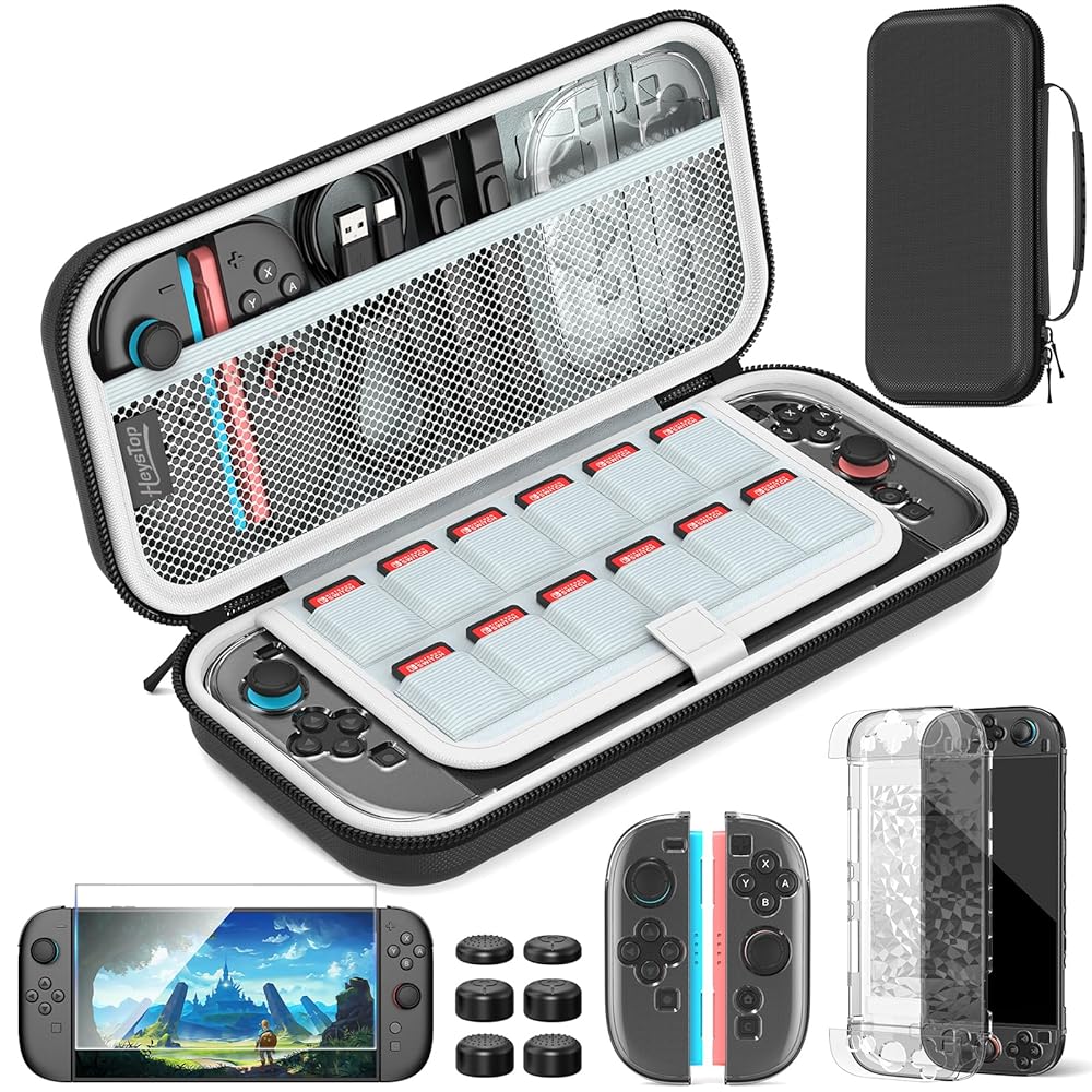HEYSTOP Switch 2 Protection Case, Protective Hard Shell Travel Carrying Case Pouch for Console & Accessories, Black