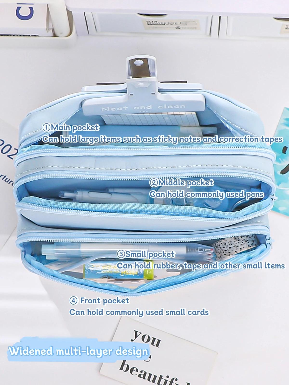 Portable Multi-function Pencil Case Creative Simple Transparent Stationery Storage Bag School Students, Office Large-capacity Storage Supplies, Ideal Holiday Gifts