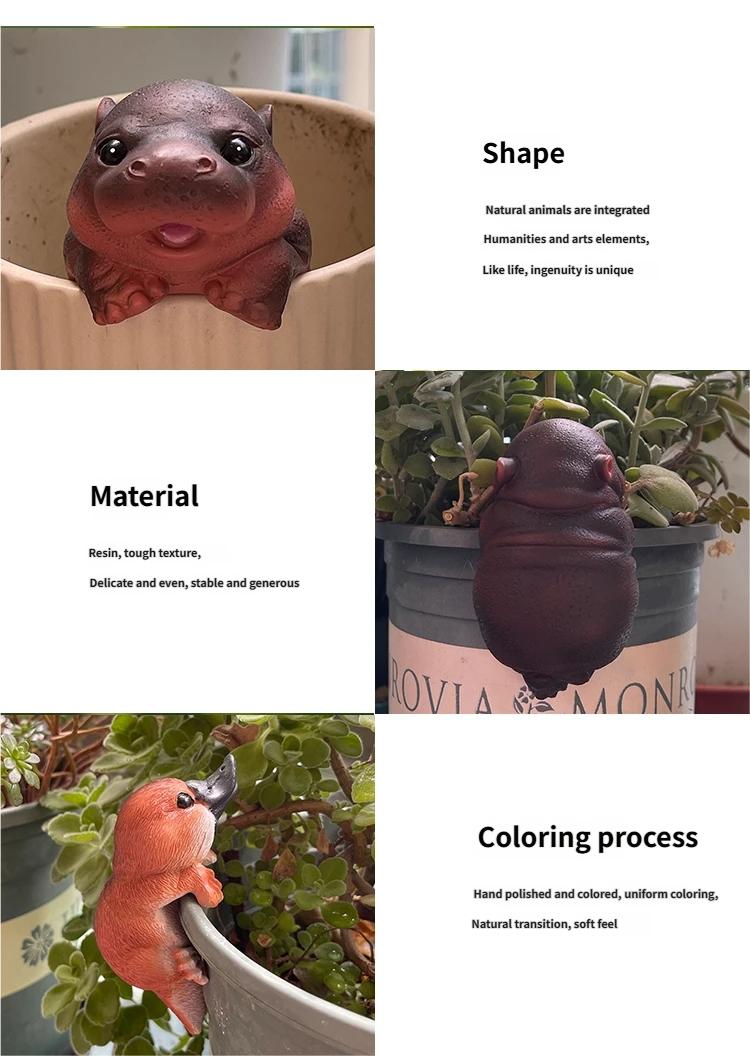 New Resin Craft Cute Succulent Plant Pot Home Decor Ornament Creative Micro Landscape Gardening, Unique Garden Accessory