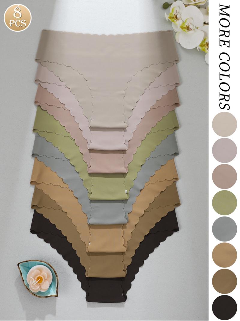 Women's Leopard & Halloween Print Underwear Set, Breathable Seamless Mid-Waist Thong Panties, Casual Fitted All-Seasons Lingerie