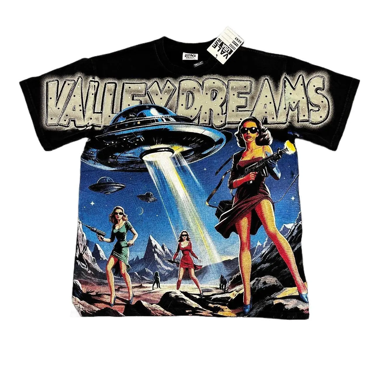 VALE Vintage Washed Rhinestone Cropped Graphic Tees, Pure Cotton Crew Neck Short Sleeve Oversized T Shirt, Y2K Hip Hop Loose Unisex Couple Streetwear Top For Summer Beach Party | graphic tees | good graphic tees | summer mens clothing | tiktok shop deals