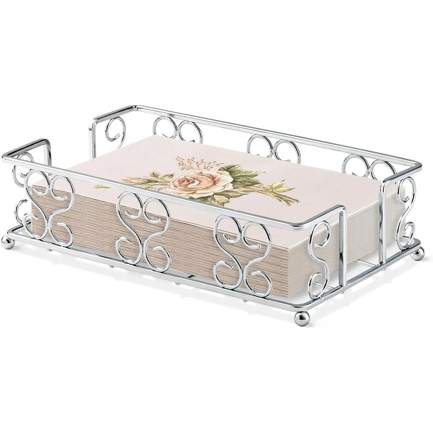Stainless Steel Napkin Holder for Table,  Guest Towel Holder Tray | Flat Metal Napkin Holder for Bathroom Paper Towel Dispenser for Bathroom, Table, Kitchen Countertop, Dinner Table,