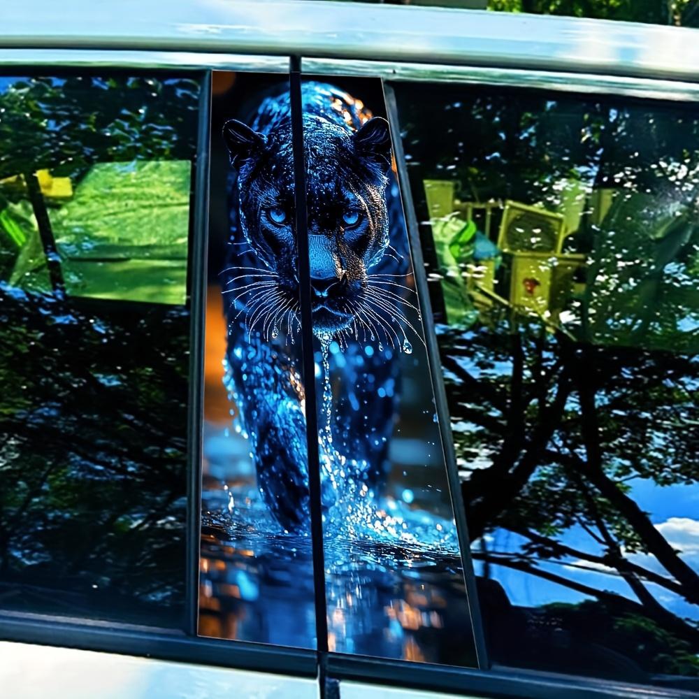 2-piece Angry Leopard - Leopard Skin Vinyl Car B-pillar Protective Stickers for Water Walking, Sticker For Cars, Self Adhesive Protective Film