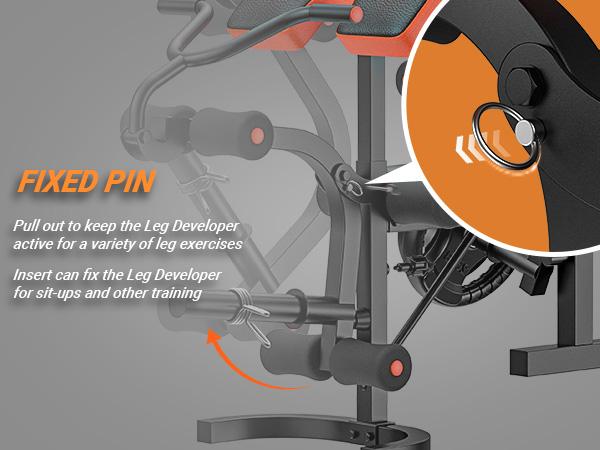 Bearbro 660lb 6-in-1 Adjustable Weight Bench with Multi-Purpose Workout Bench Set With Barbel Rack and Leg Developer for Home Gym Full Body Function Strength Training，Barbell Rack can support up to 990 pounds