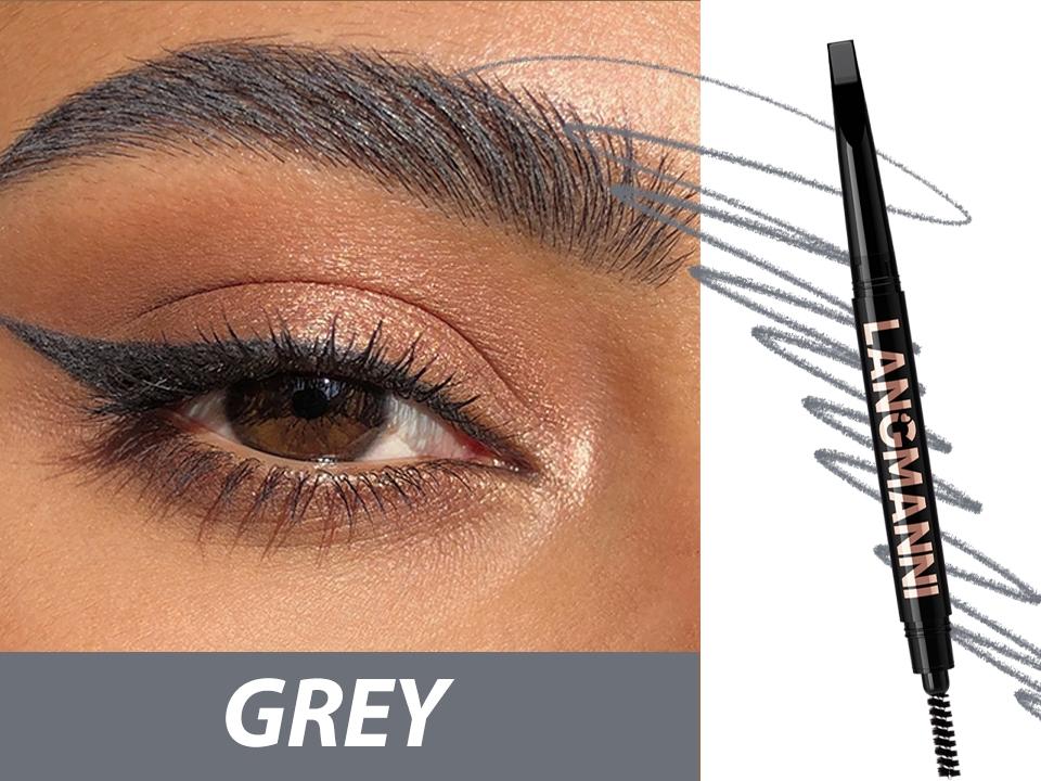Dual-Ended Retractable Eyebrow Pencil, Ultra-Fine Blade Tip Eyebrow Definer with Spoolie Brush, Waterproof Smudge-Proof Brow Pencil for Natural Microblading Effect, 4 Shades Available