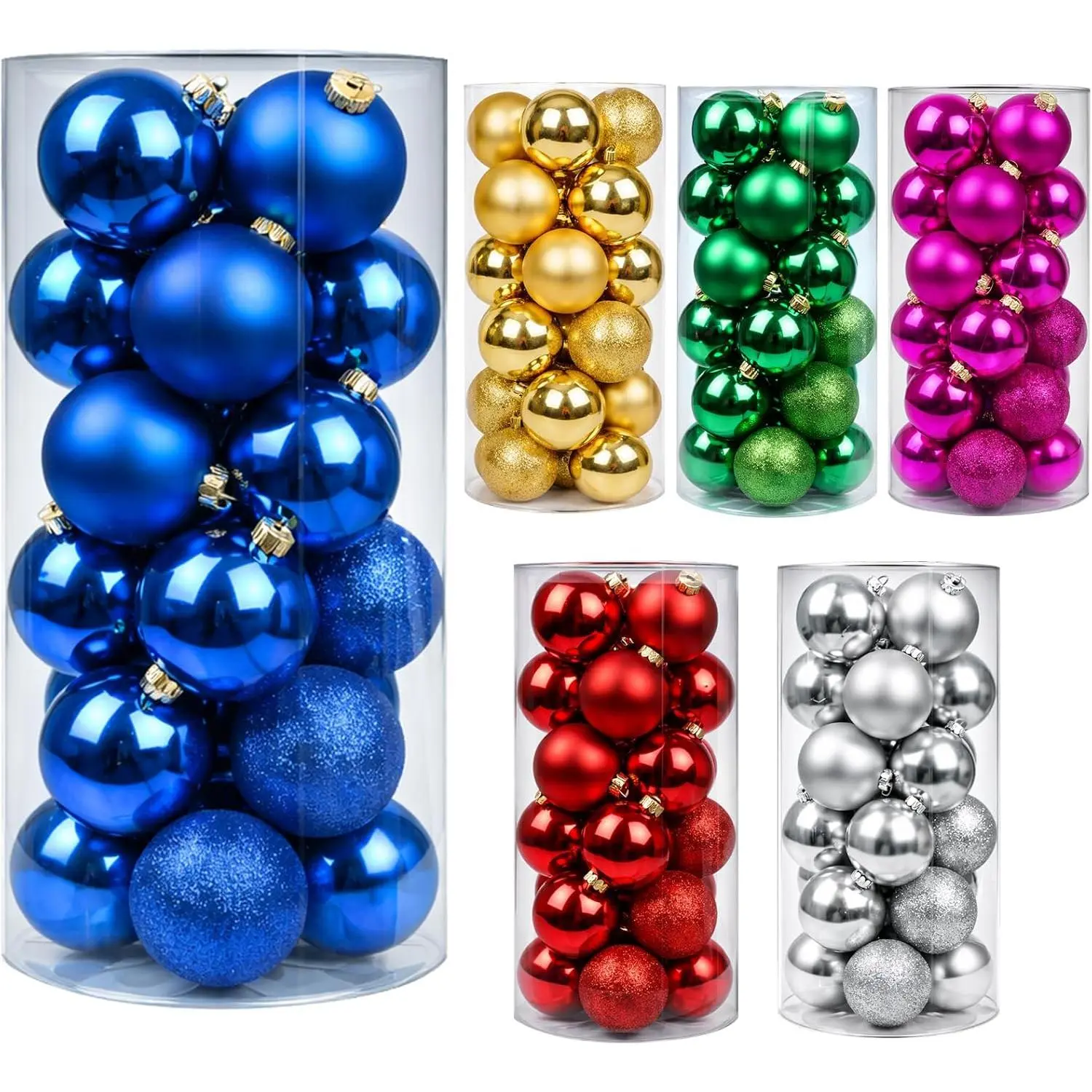 24ct Blue Christmas Ball - 1.18 Inch Shatterproof Christmas Tree Decoration Ornaments Hanging Ball for Xmas Tree, Holiday, Wedding, Party