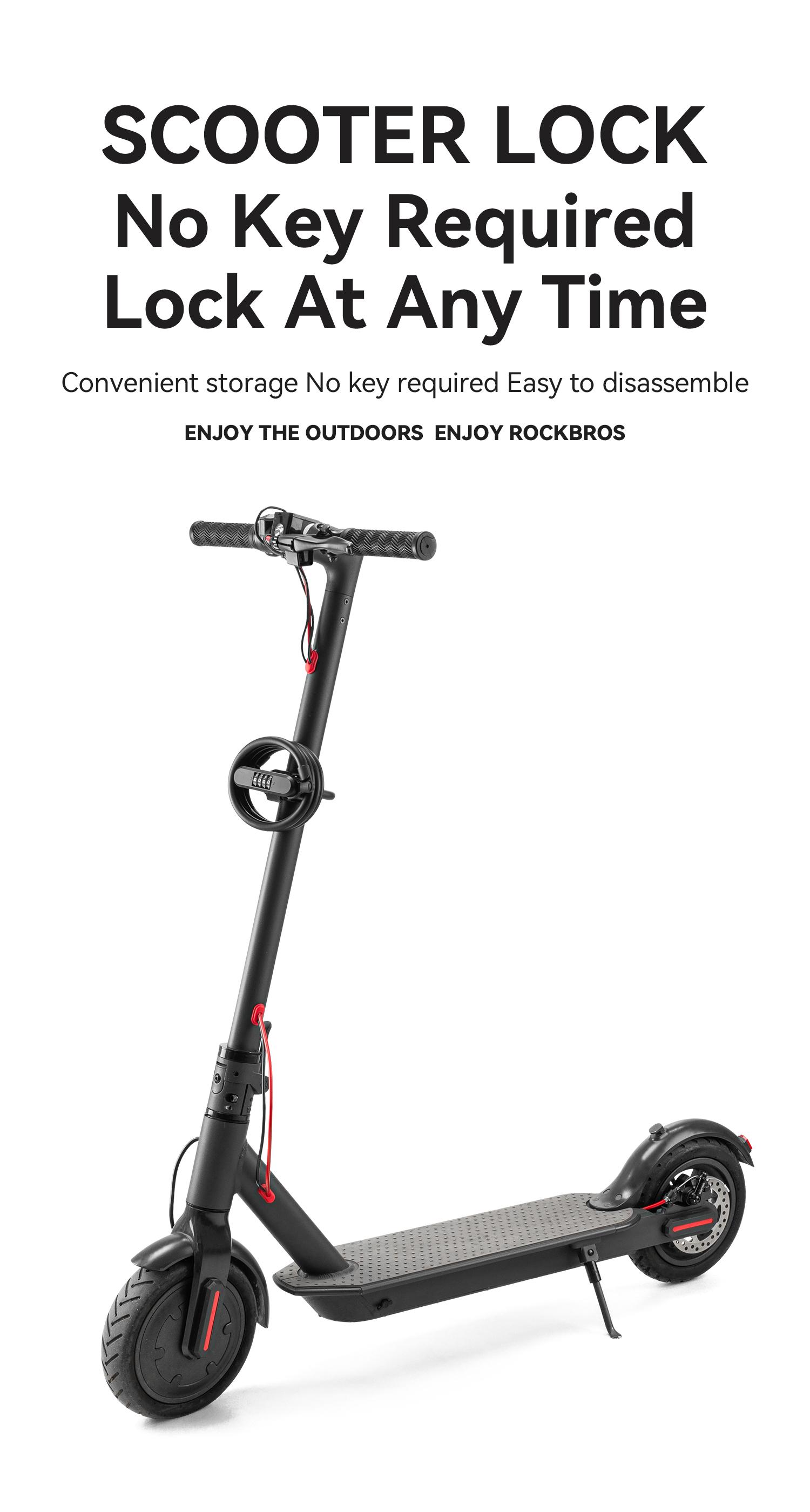 ROCKBROS U-Lock and Cable Scooter Bike Lock Anti-theft Lock