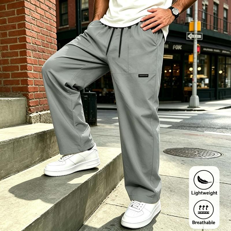 Men's Work Pants Black Gray Blue Casual Outdoor Versatile Sports Pants Drawstring Design Gym Jogging Speed Dry Straight Leg Pants Men's Clothing