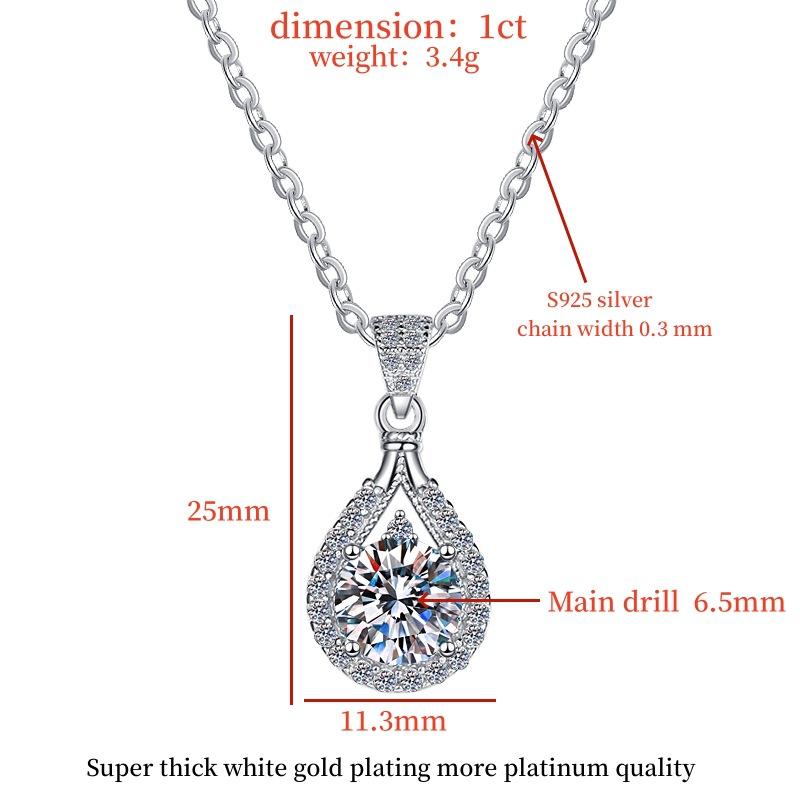 S925 Sterling Silver Necklace for Women, Korean Style Teardrop Pendant with a Colorful Artificial Gemstone, Korean Artificial Gemstone Necklaces & Pendants, Synthetic/Simulated Coloured Gemstone, Chic Artificial Gemstone Necklaces & Pendants