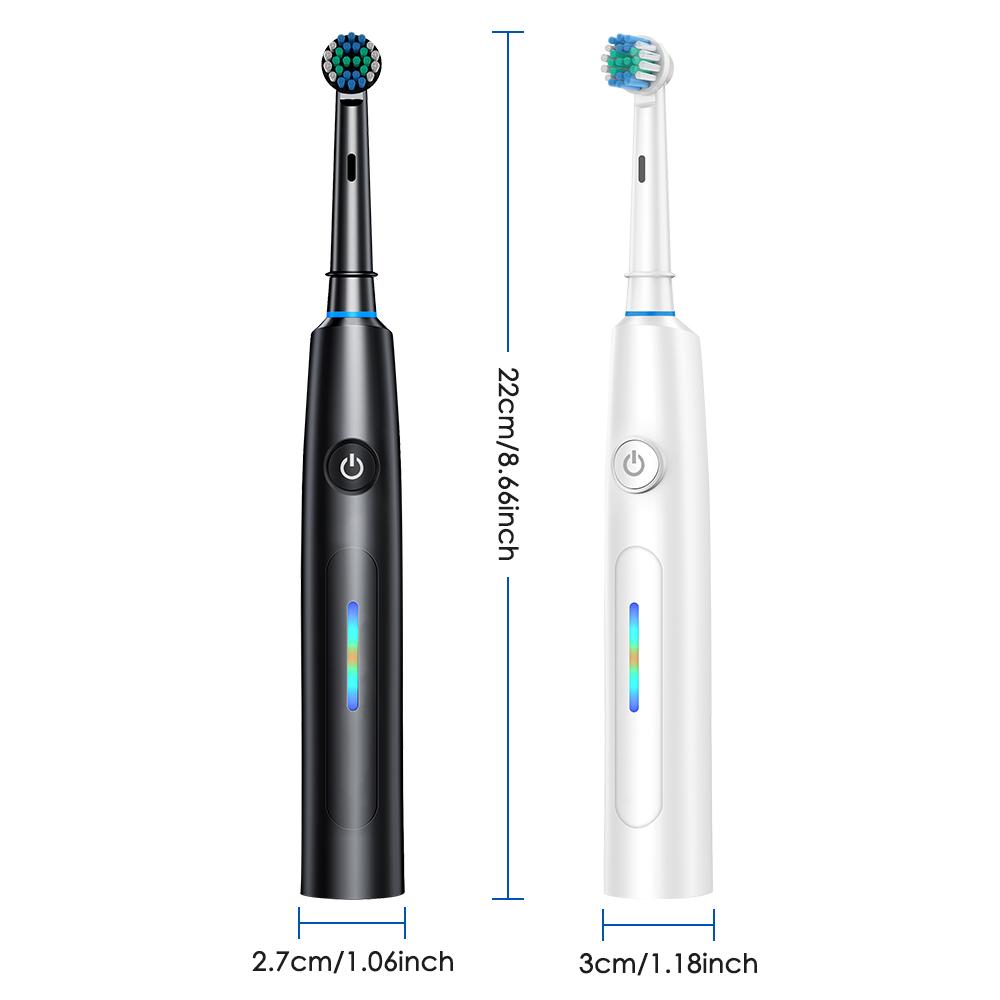 Rotating Electric Toothbrush with 4 Brush Heads for Adults 5 Modes Rechargeable Power Toothbrush with 2-Minute Smart Timer，Teeh Cleaning Brush