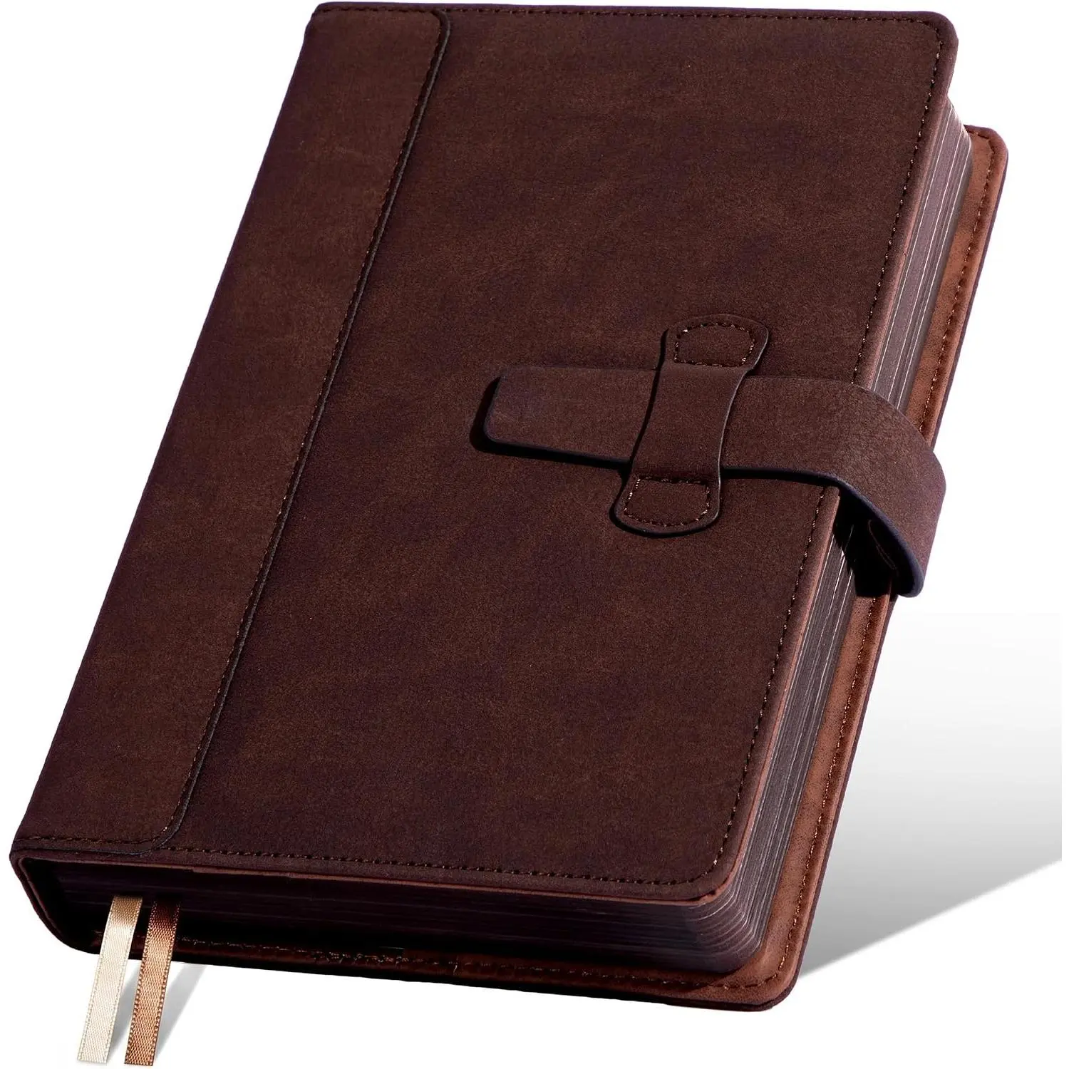 Leather Journal for Men Women Daily Diary Journaling Notebook Brown | Buckle Hardcover, 100 Gsm Thick Paper, 256 Pages, Lay Flat for Writing, Work, Business , Portable A5
