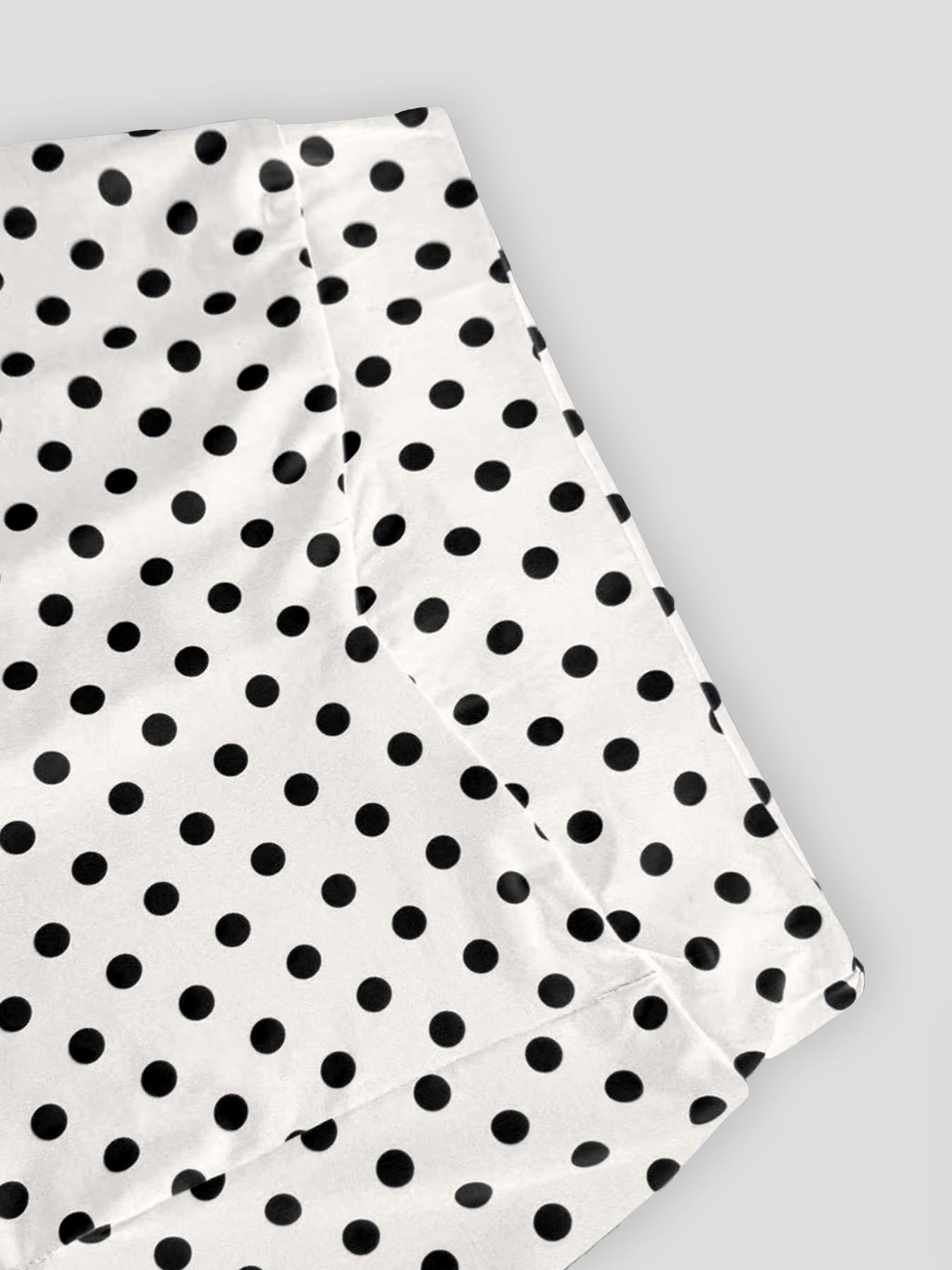 2‑Piece Set Women's French‑style Polka‑dot Square‑neck Slim‑fit Long‑sleeve Top and Sexy Slit Midi Skirt, Elegant Trendy Outfit for Beach Trip, Long Sleeves