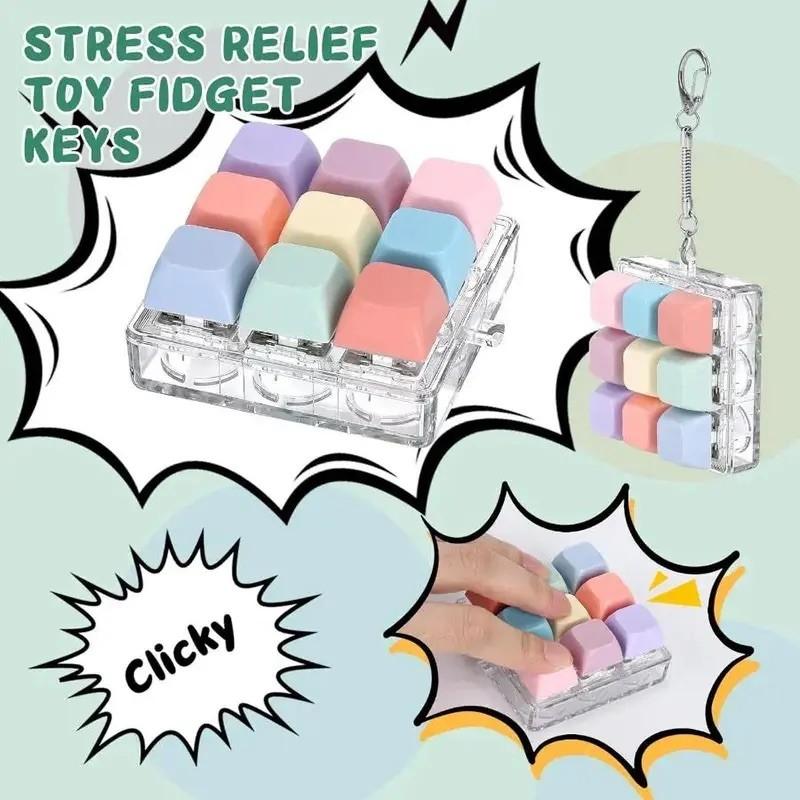 9 Keyboard Button Stress Relief Toy for Ages 6+, Unisex Keychain, Outdoor Stress Relief Tool, Fun and Unique Gift Idea
