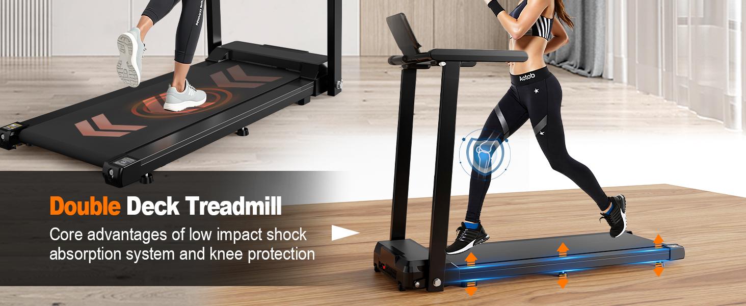 LIVIVOX folding Fitness treadmill with handle, 2.5HP,LED display, 300LBS capacity, portable home gym walking pad treadmill for small-space，Back to school