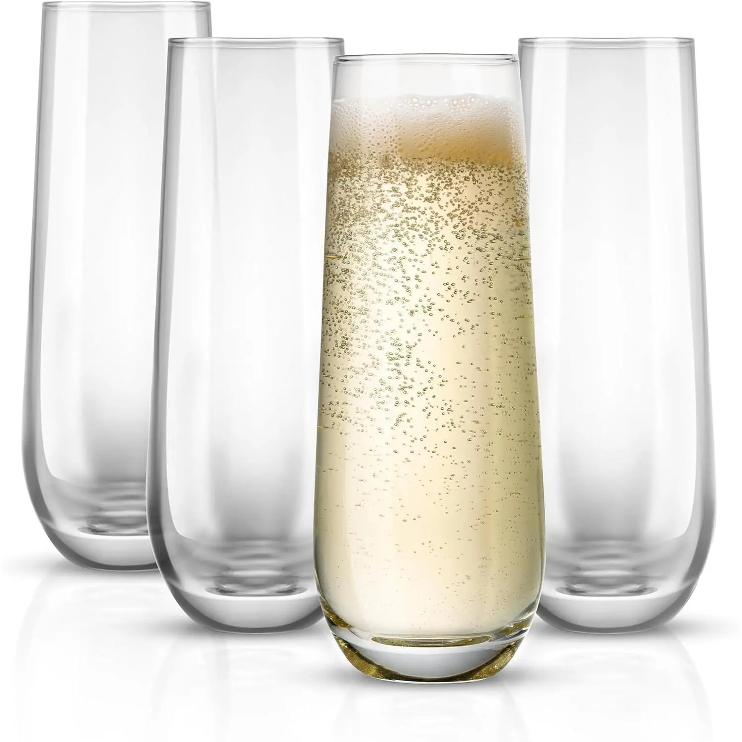 Stemless Glass Champagne Flutes, Cocktail Cups for Rose, 9.4 oz (Classic Set of 4) Prosecco, Mimosa, Great for Weddings and Parties, Dishwasher Safe