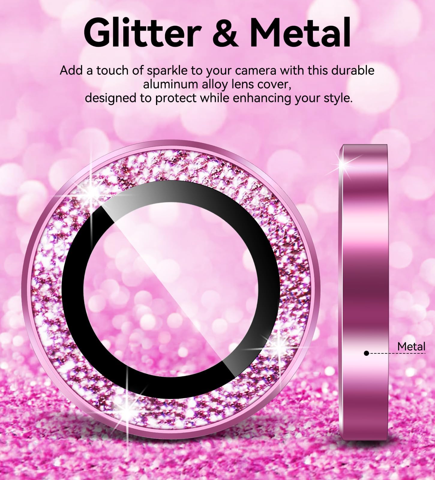 Camera Lens Protector Bling Compatible for iPhone 16 /iPhone 17 /iPhone 16 Plus , Protective 9H Tempered Glass Camera Cover Screen Protector Metal Ring Decoration Accessories