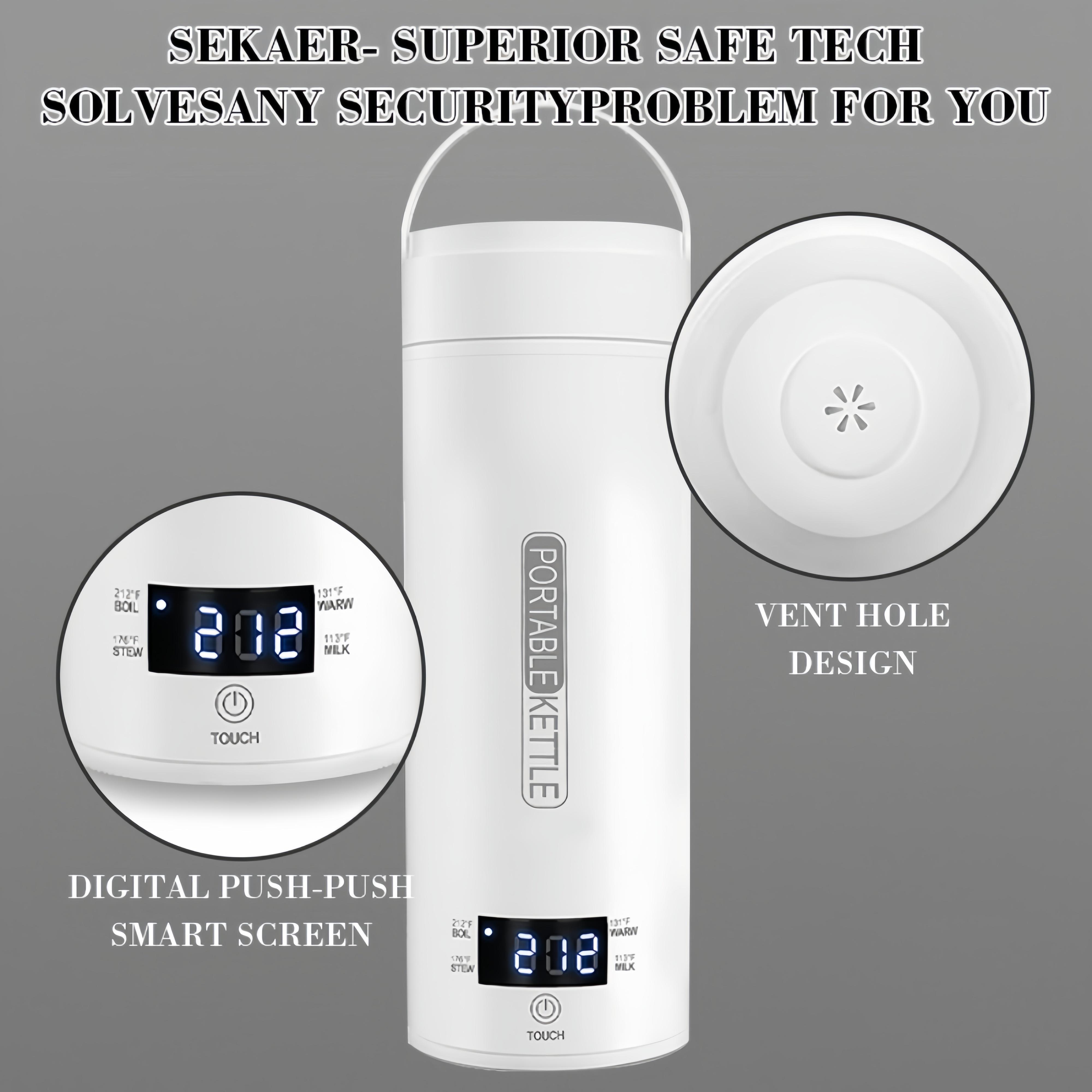 Travel Electric Tea Kettle Portable Small Mini Coffee Maker with 4 Variable Presets, Personal Hot Water Boiler 304 Stainless Steel with Automatic Shutoff and Boil-Dry Protection