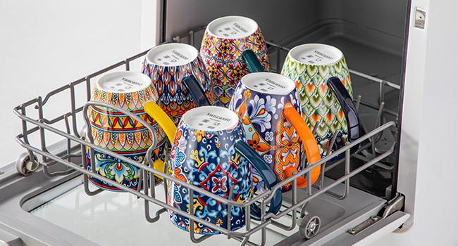 vancasso Simi 16 Oz/12 Oz Multicolor Porcelain Cups for Latte, Hot Tea, Cappuccino, Cocoa, Soup, Dishwasher, Microwave Safe, Set of 6 Ceramic Drinkware Stylish Drinkware Coffee